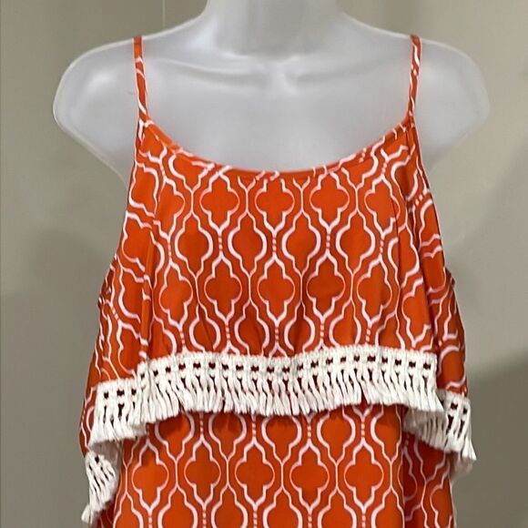 NWOT Fab’rik Orange fringe dress. Size L large 12/14 - Picture 2 of 7